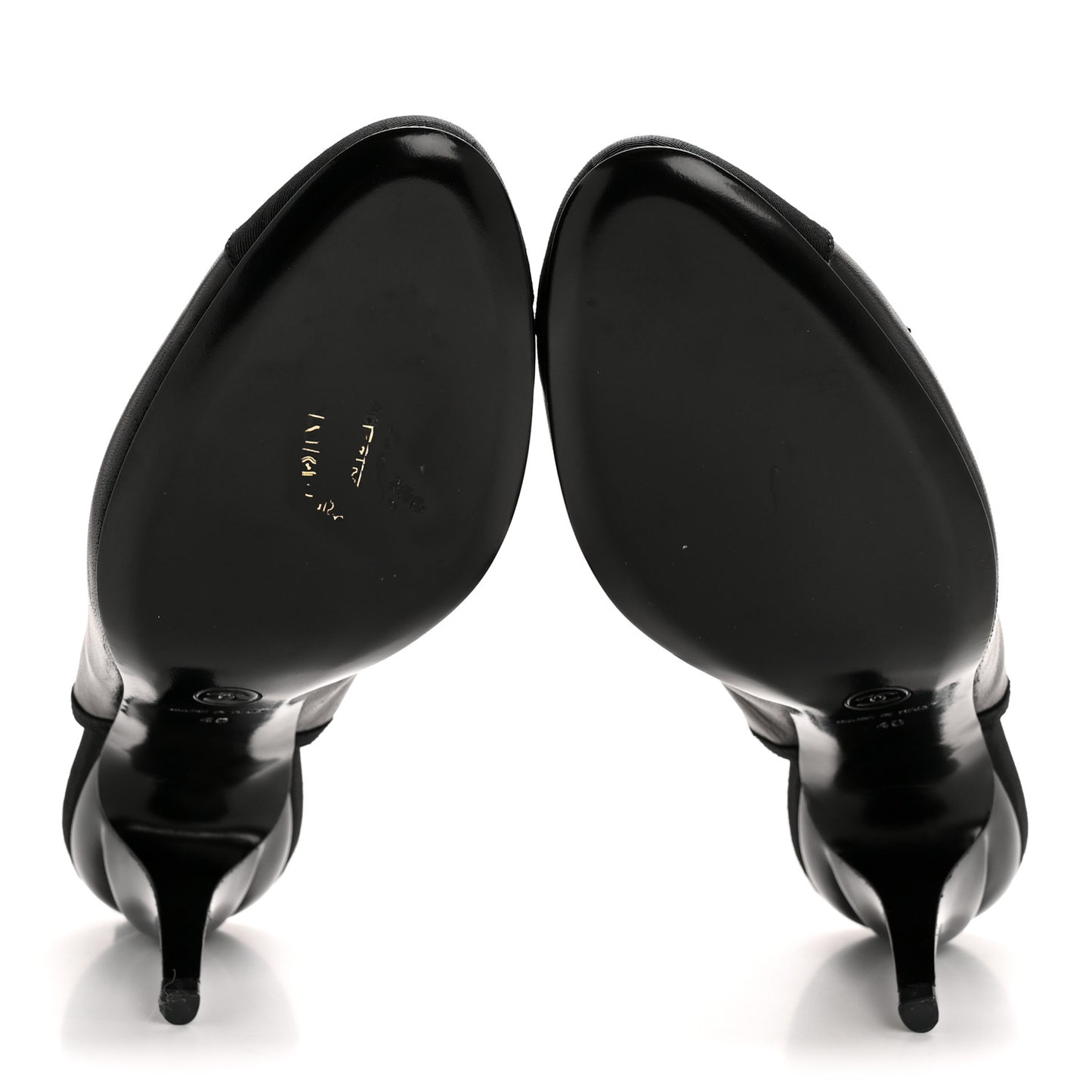 Lambskin Grosgrain Cap Toe CC Slingback Pumps 40 Black
