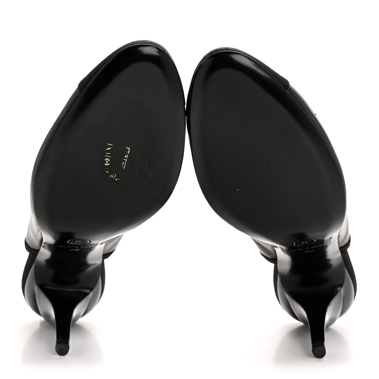 Chanel Lambskin Grosgrain Cap Toe CC Slingback Pumps 40 Black 6 of 9