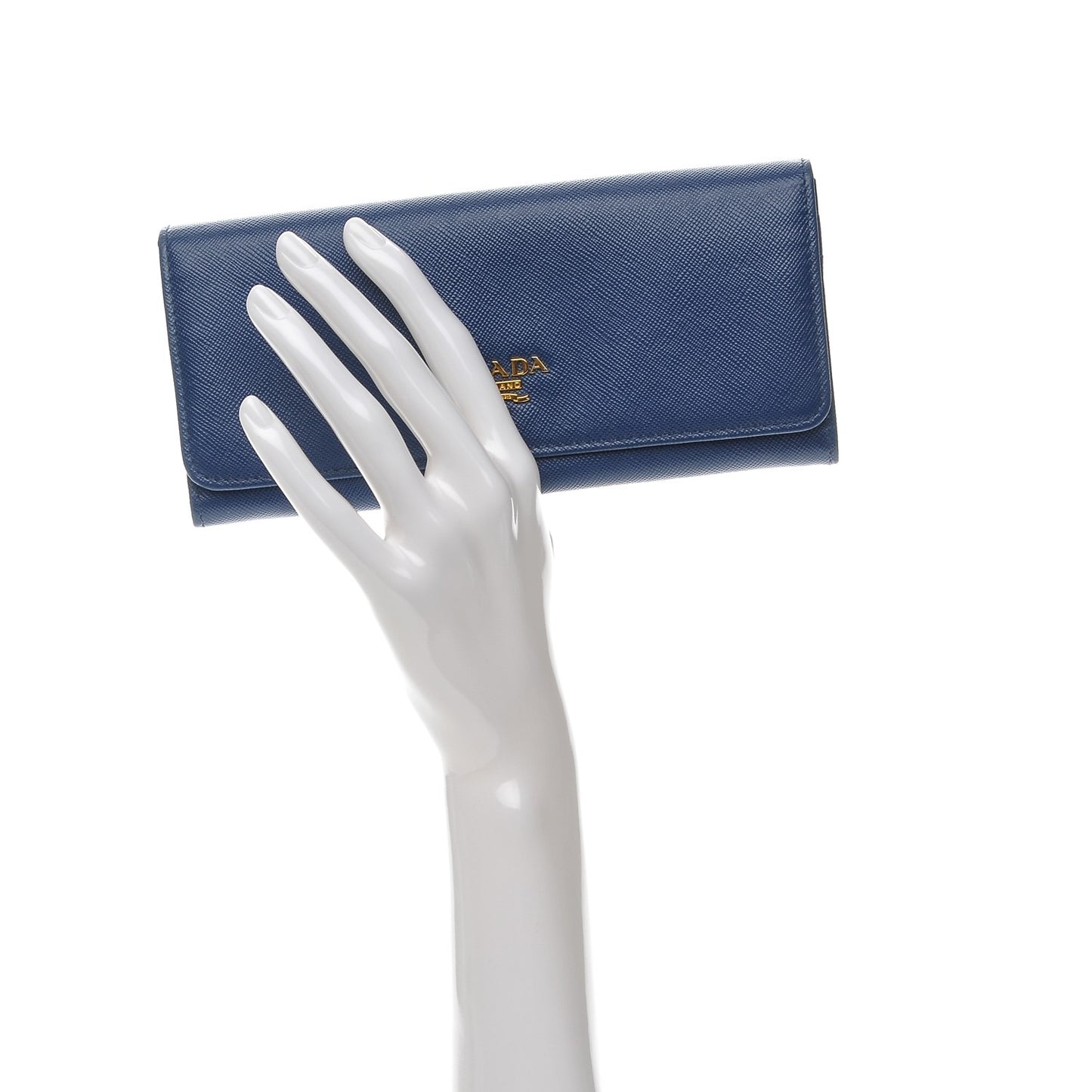 Saffiano Metal Continental Flap Wallet Blue