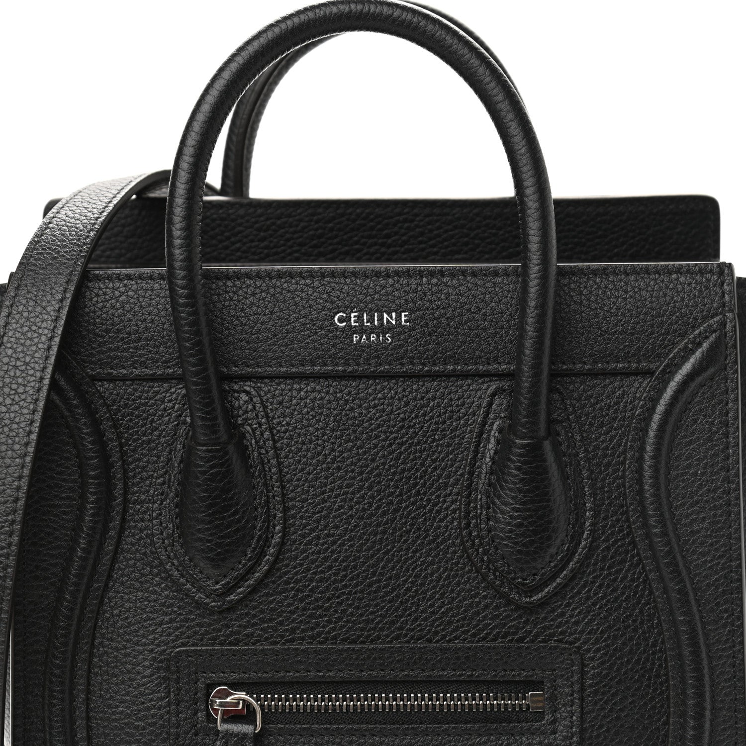 Celine Drummed Calfskin Nano Luggage Black 6 of 8