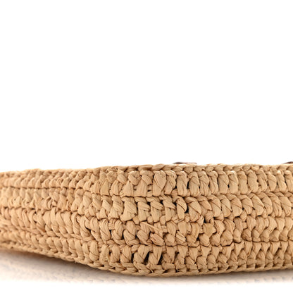 Saint Laurent Raffia Calfskin Le 5 A 7 Mini Hobo Natural Brick 10 of 14