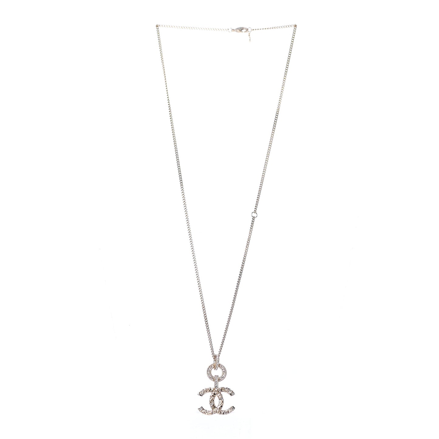 Crystal CC Logo Pendant Necklace Gold