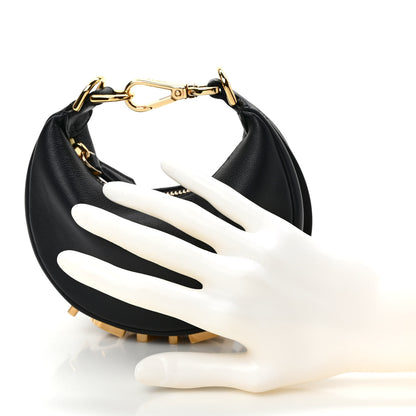 Fendi Vitello Grace Matte Nano Fendigraphy Hobo Charm Black 2 of 8