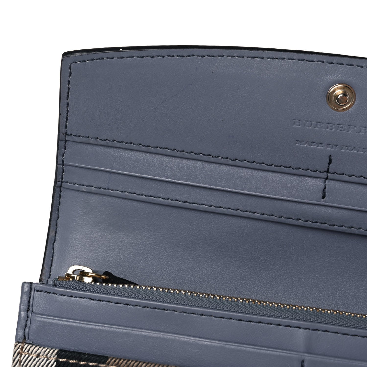Burberry Calfskin House Check Porter Continental Wallet Slate Blue 10 of 13