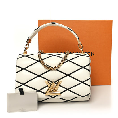 Louis Vuitton Lambskin Malletage Top Handle GO-14 MM White Black 11 of 11