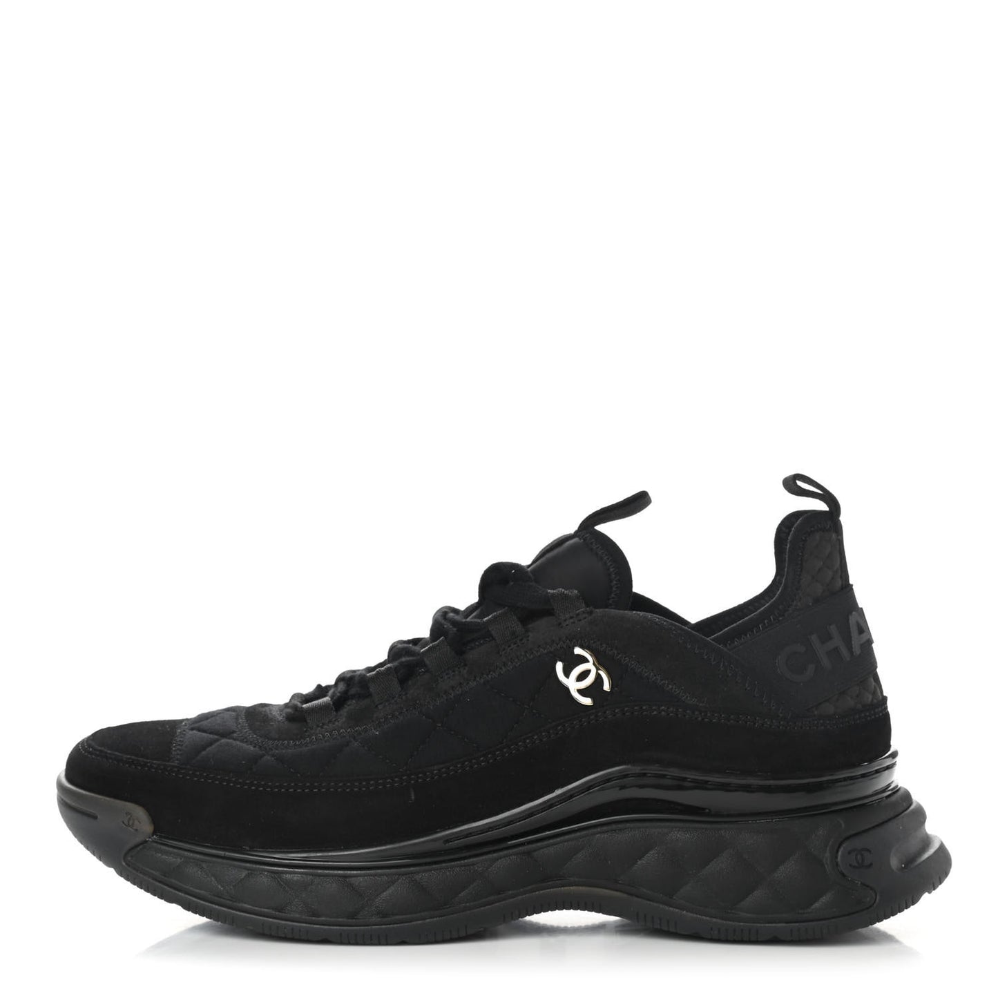 Suede Calfskin Mixed Fibers CC Sneakers 40 Black