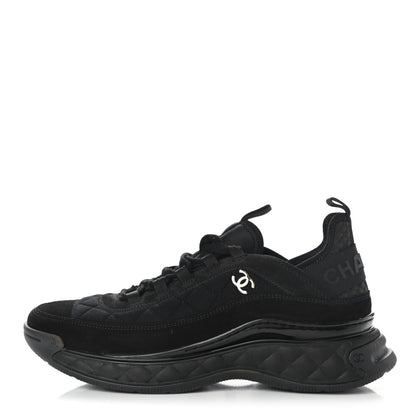 Chanel Suede Calfskin Mixed Fibers CC Sneakers 40 Black 1 of 10