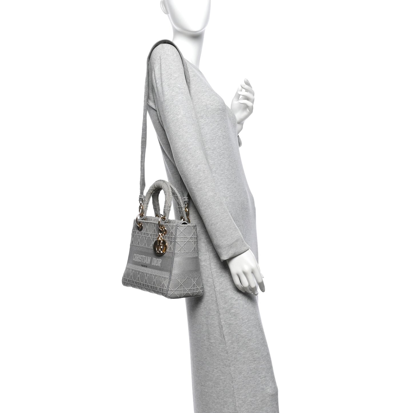 Canvas Embroidered Cannage Medium Lady D-Lite Gray