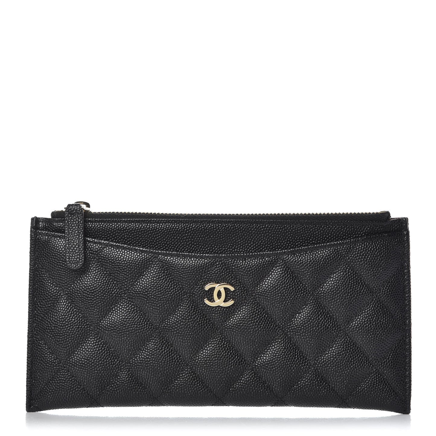 Caviar Quilted Classic Zip Pouch Black