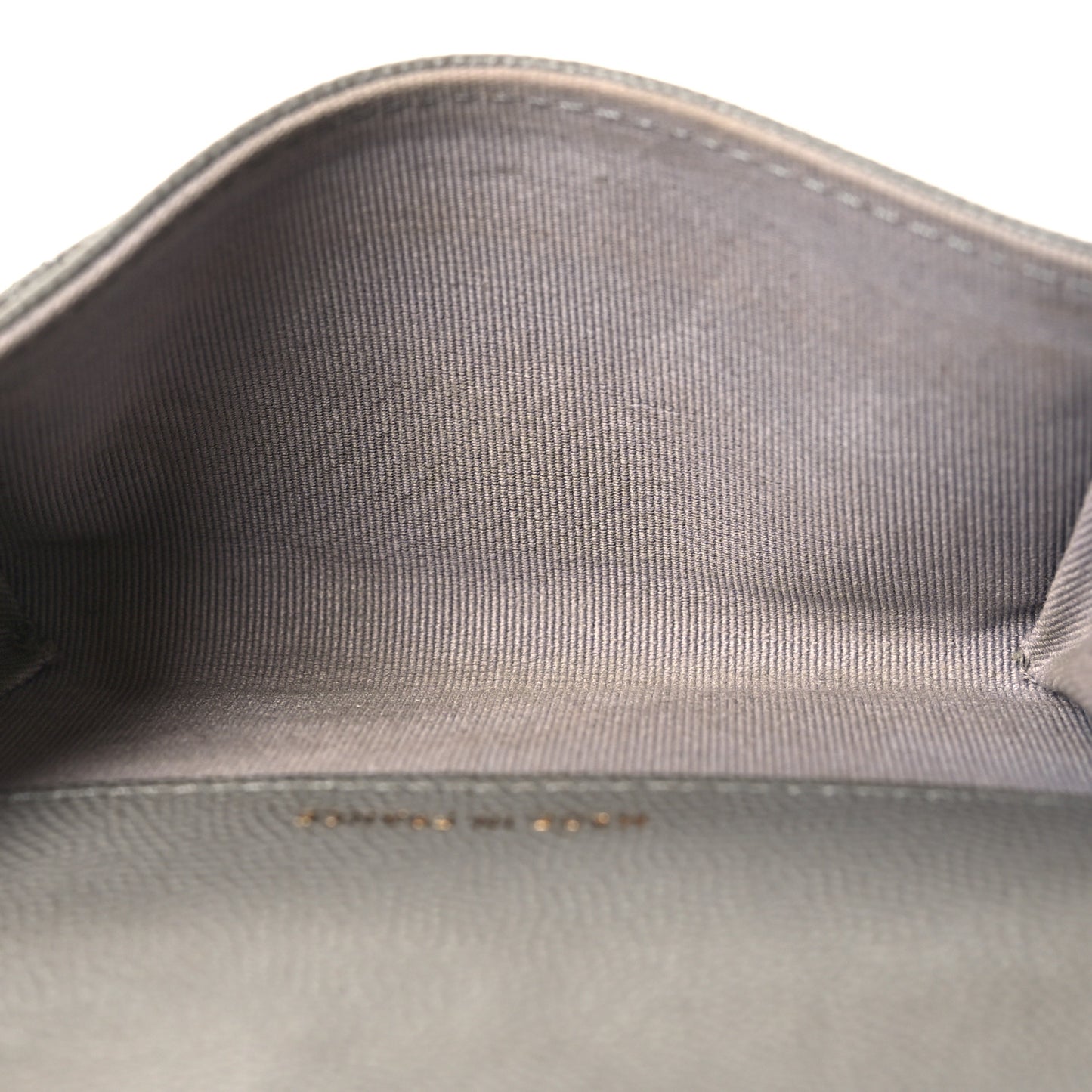 Caviar Quilted Flap Card Holder Wallet Dark Grey