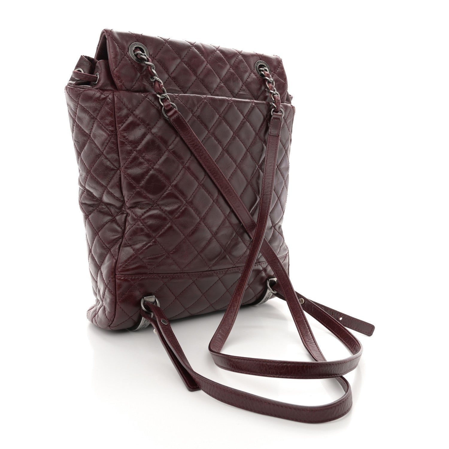 Chanel Glazed Calfskin Quilted Large Salzburg Backpack Burgundy 3 of 14
