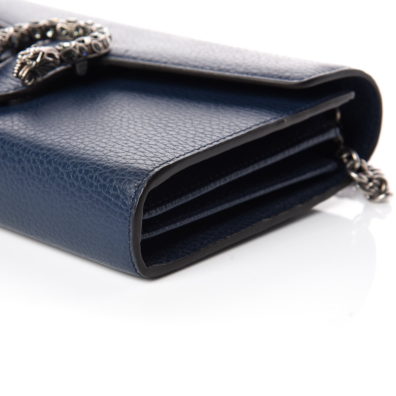 Gucci Dollar Calfskin Crystal Mini Dionysus Chain Wallet Blue Agata Black Diamond 6 of 10