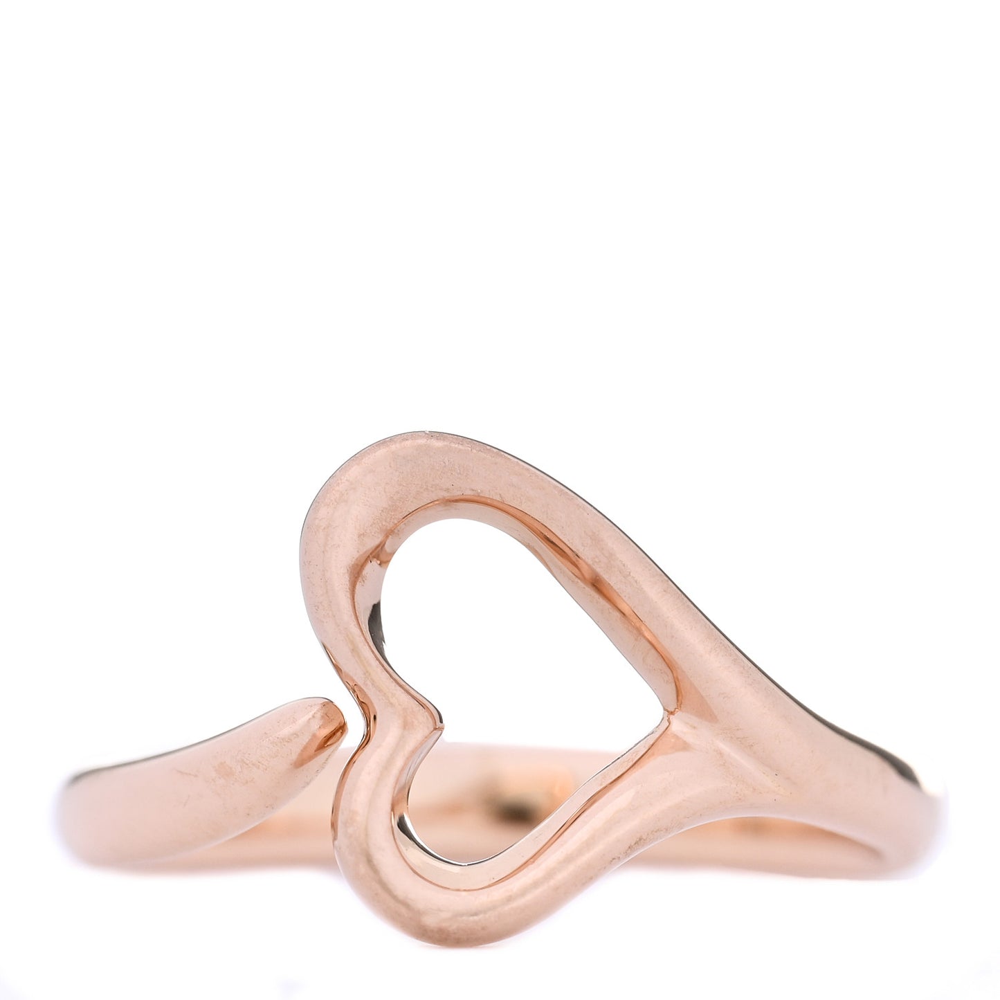 18K Rose Gold Small Elsa Peretti Open Heart Ring 53 6.5