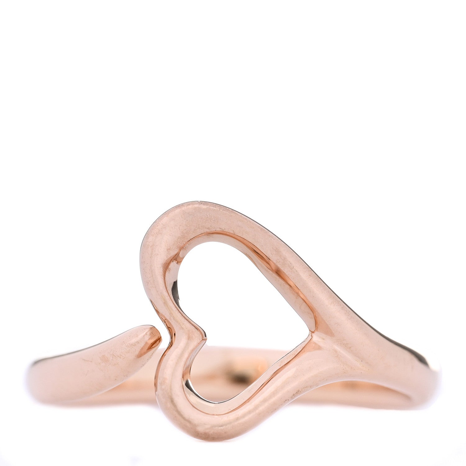 Tiffany 18K Rose Gold Small Elsa Peretti Open Heart Ring 53 6.5 1 of 5