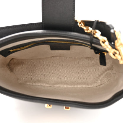 Gucci Wonka Grain Calfskin GG Monogram Debossed Small Padlock Shoulder Bag Black 5 of 10