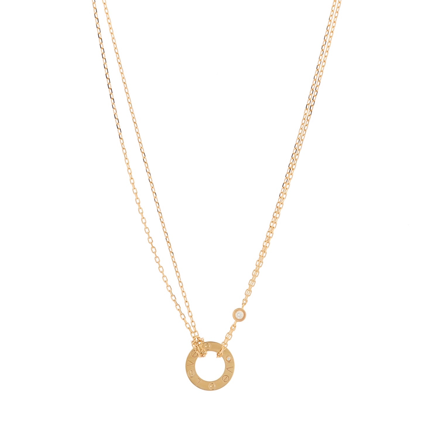 18K Pink Gold 2 Diamond LOVE Necklace