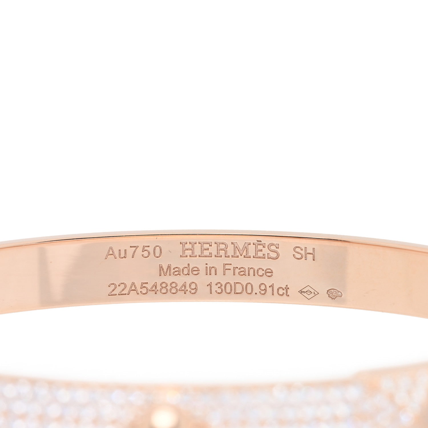 Hermes 18K Rose Gold Diamond PM Collier De Chien Pave Bracelet SH 3 of 4