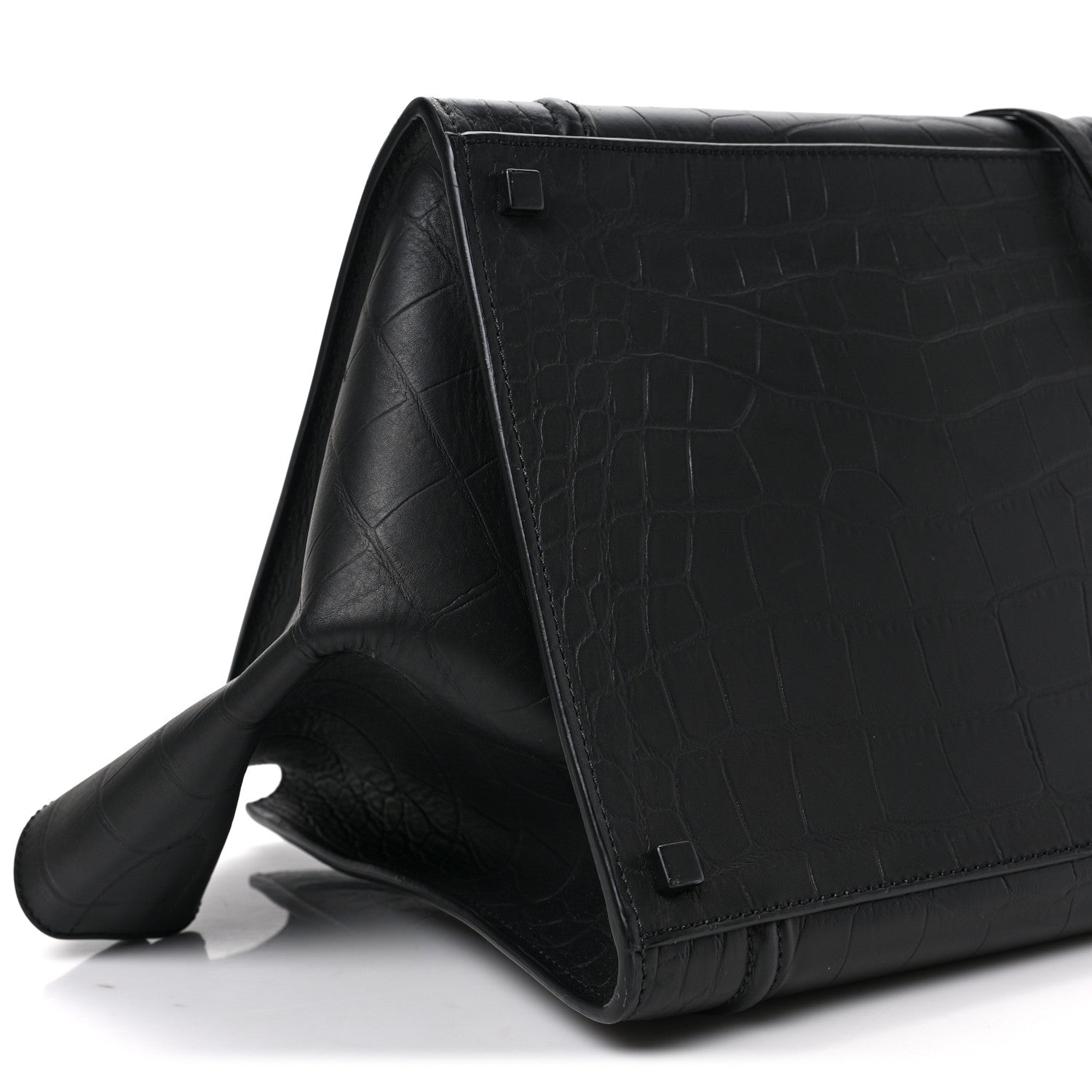 Celine Crocodile Embossed Calfskin Medium Phantom Luggage Black 7 of 8