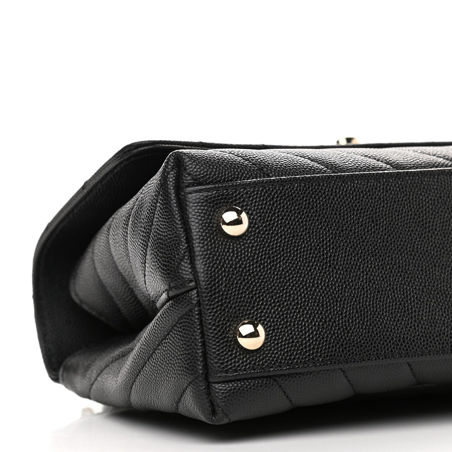 Caviar Chevron Quilted Mini Coco Handle Flap Black