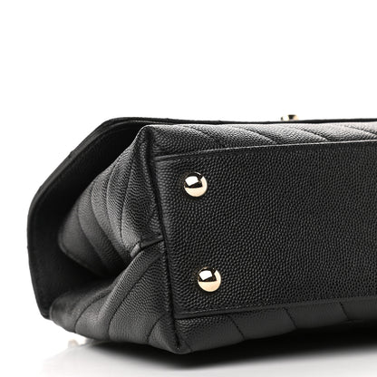 Chanel Caviar Chevron Quilted Mini Coco Handle Flap Black 8 of 9