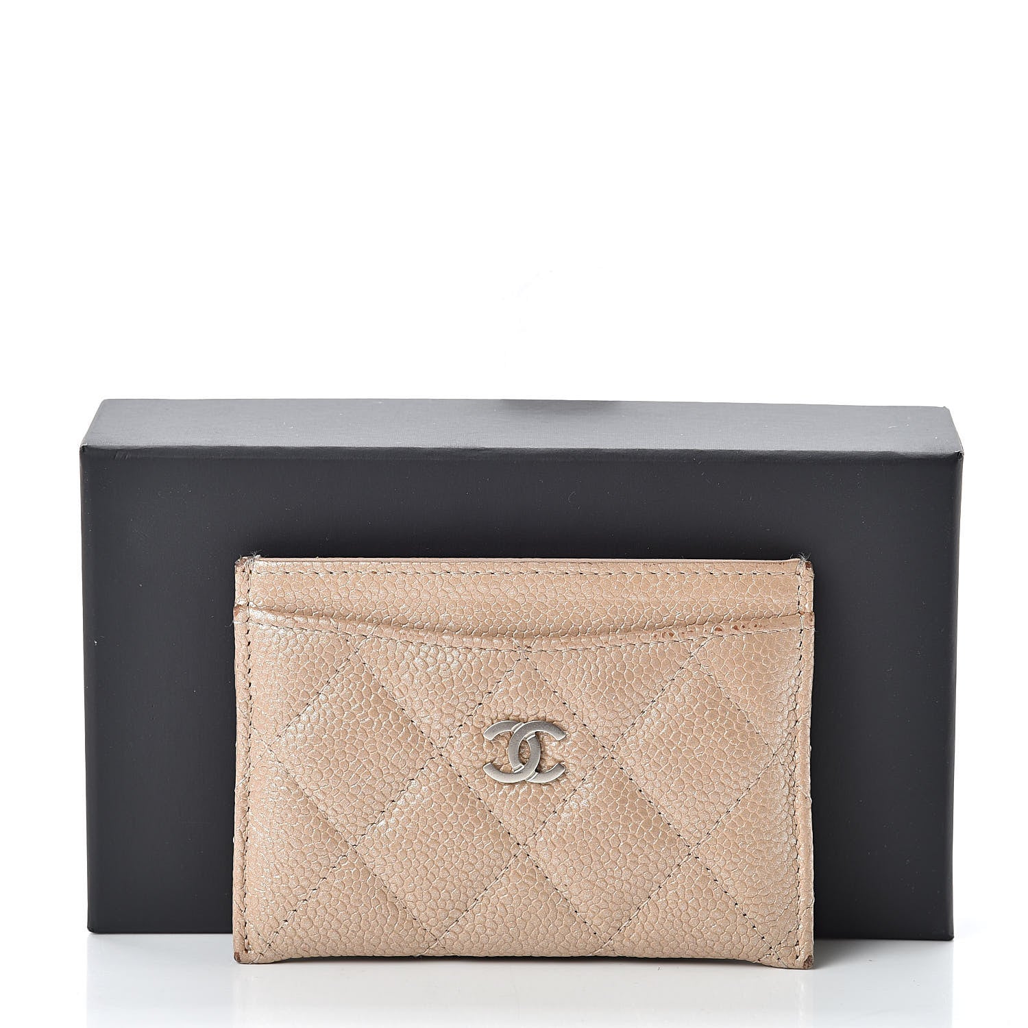 Chanel Iridescent Caviar Quilted Card Holder Beige 13 of 13