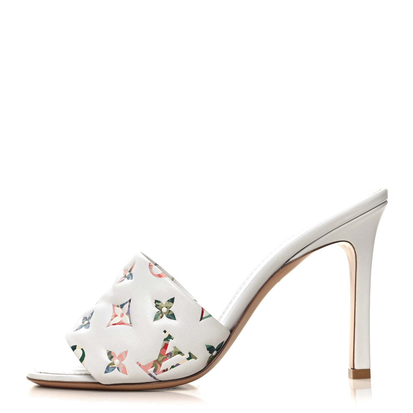 Lambskin Embossed Monogram Watercolor Neo Revival 95mm Mules 41 White Multicolor