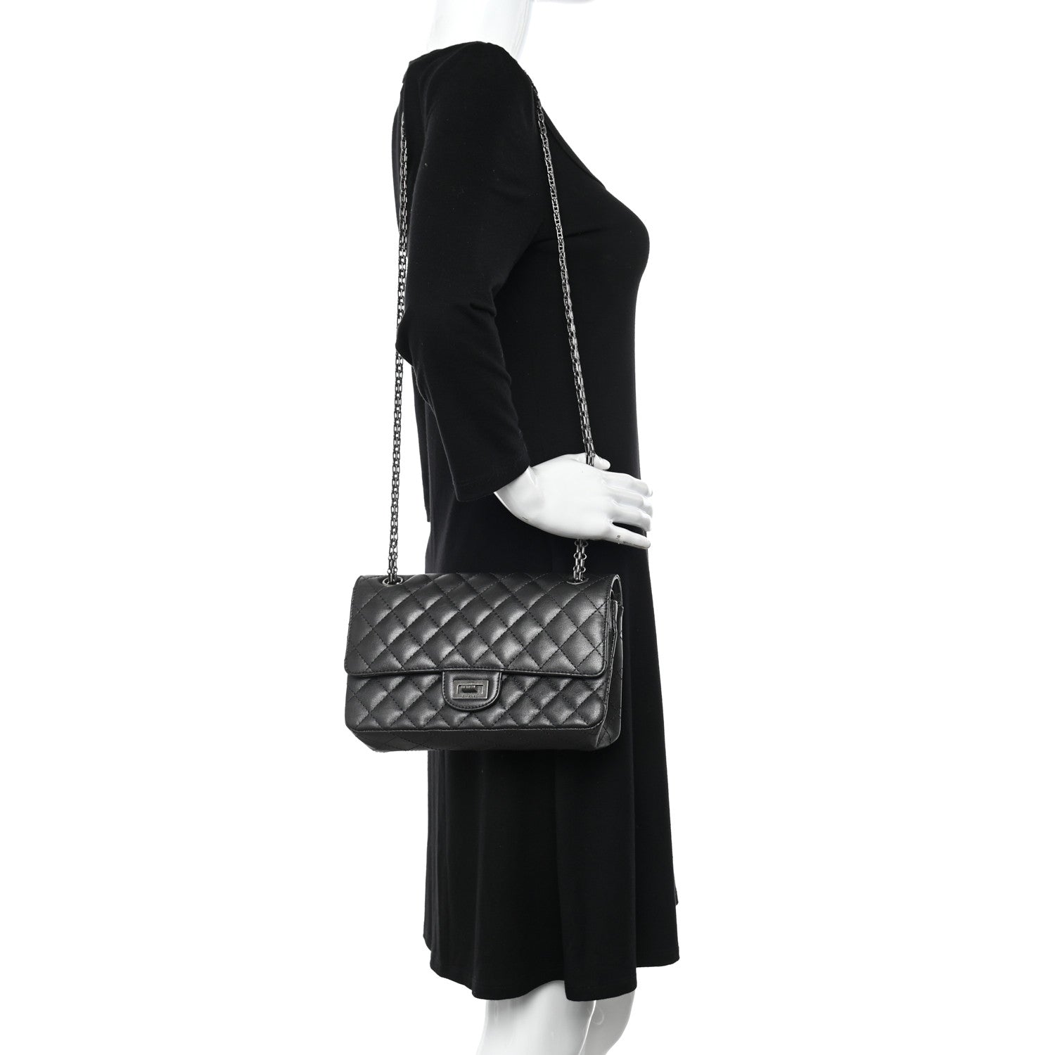 Chanel Metallic Sheepskin Quilted 2.55 Reissue 225 Flap Charcoal 2 of 10