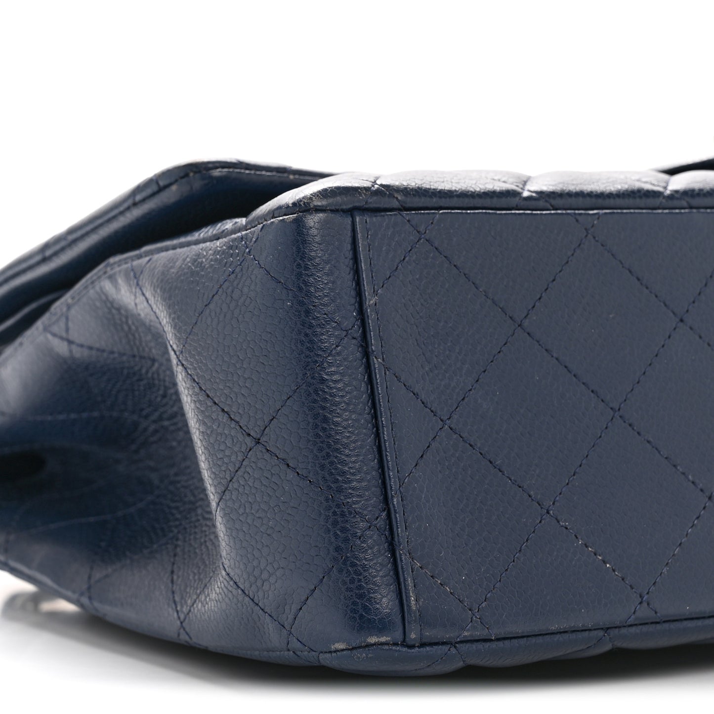 Caviar Quilted Maxi Double Flap Navy Blue