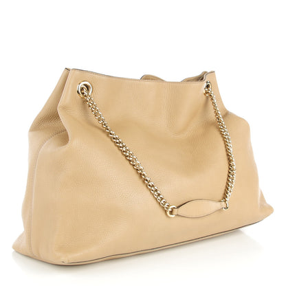 Gucci Pebbled Calfskin Large Soho Chain Shoulder Bag Cream 3 of 7