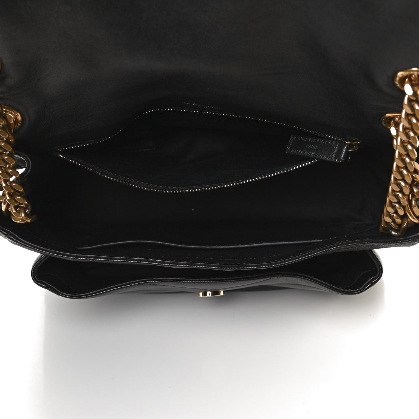 Lambskin Matelasse Monogram Medium Niki Chain Satchel Black