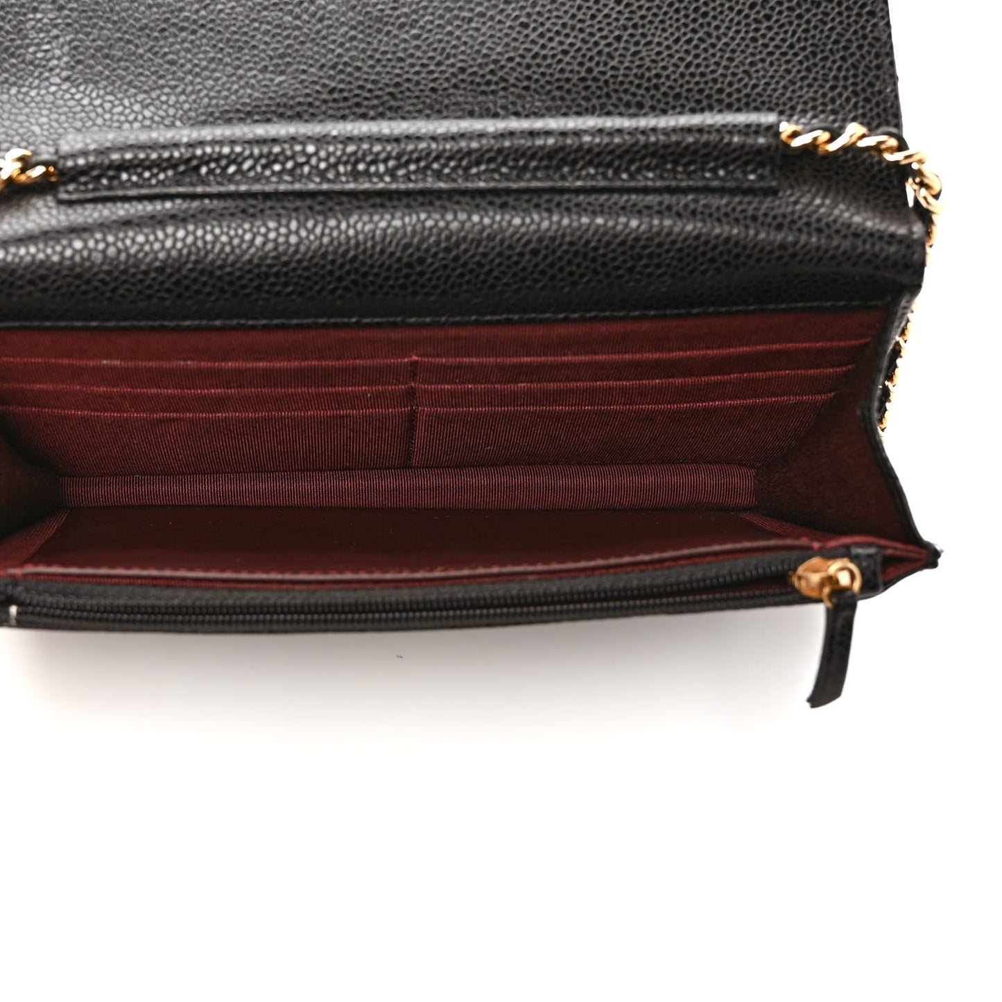 Caviar Quilted Wallet on Chain WOC Black