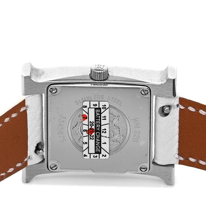 Hermes Stainless Steel Epsom Lacquer 21mm Heure H Hour Quartz Watch Blanc 4 of 5
