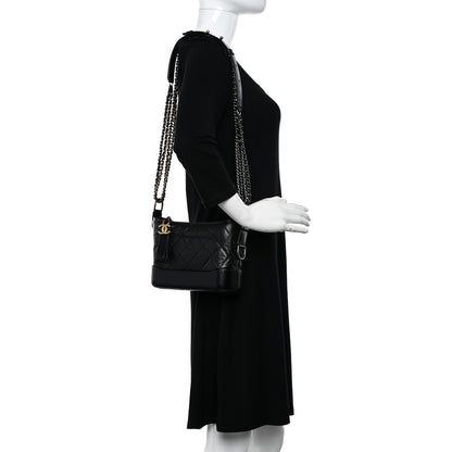 Chanel Aged Calfskin Quilted Small Gabrielle Hobo Black 2 of 11