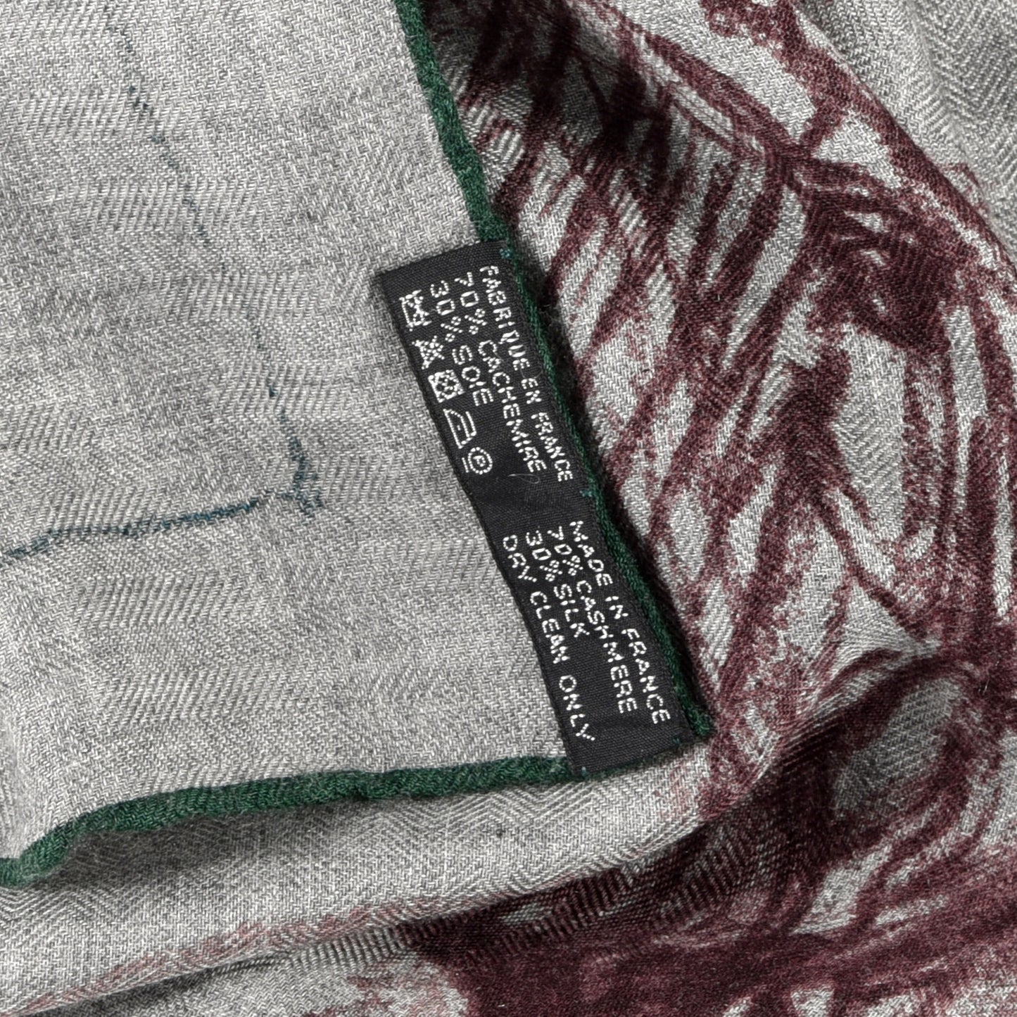 Cashmere Silk Pirouette au Galop Shawl 140 Gris Chine Prune Vert
