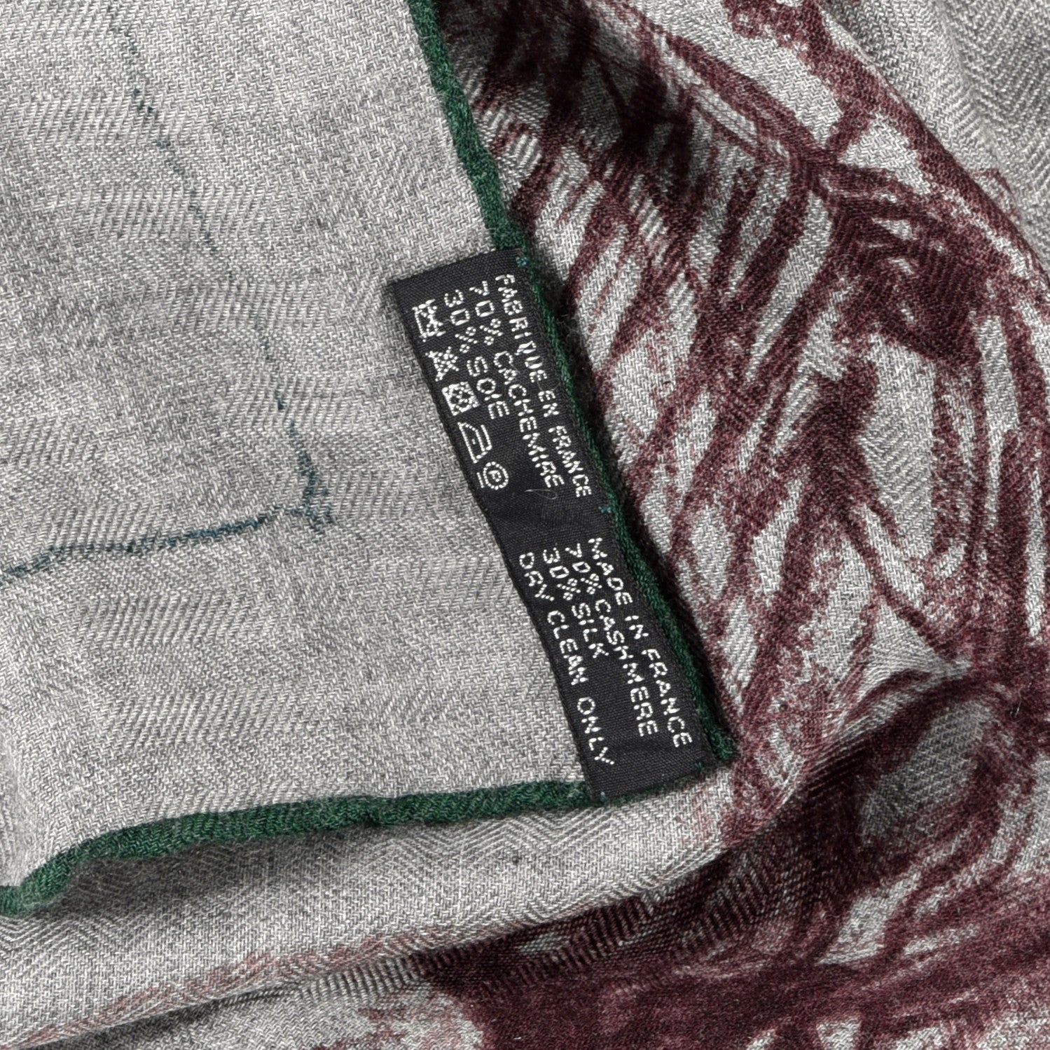 Hermes Cashmere Silk Pirouette au Galop Shawl 140 Gris Chine Prune Vert 5 of 5