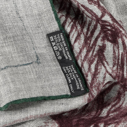 Hermes Cashmere Silk Pirouette au Galop Shawl 140 Gris Chine Prune Vert 5 of 5