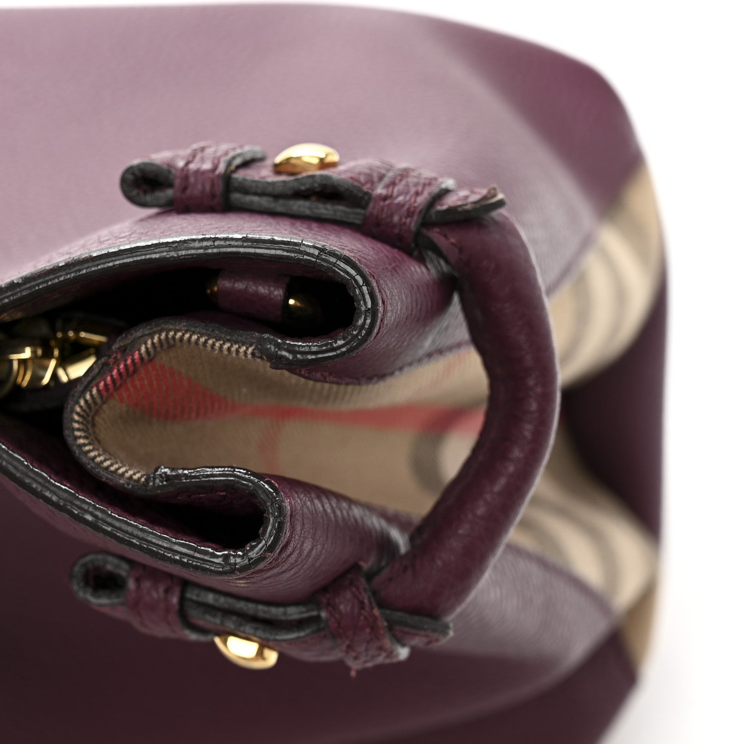 Burberry Grainy Calfskin House Check Medium Banner Tote Elderberry 12 of 13