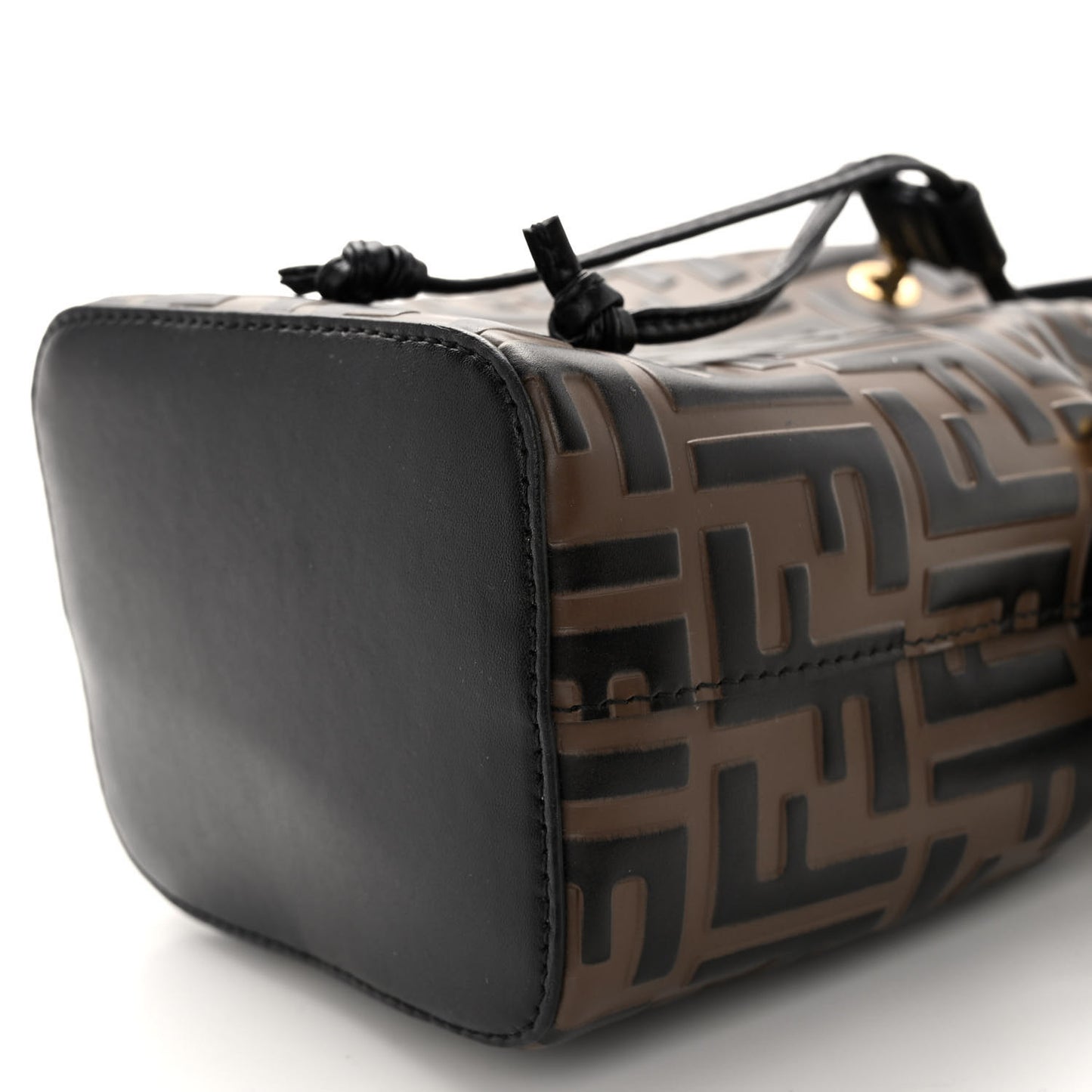 Vitello Liberty F is Fendi Bi-Color FF 1974 Embossed Mini Mon Tresor Bucket Bag Maya Black