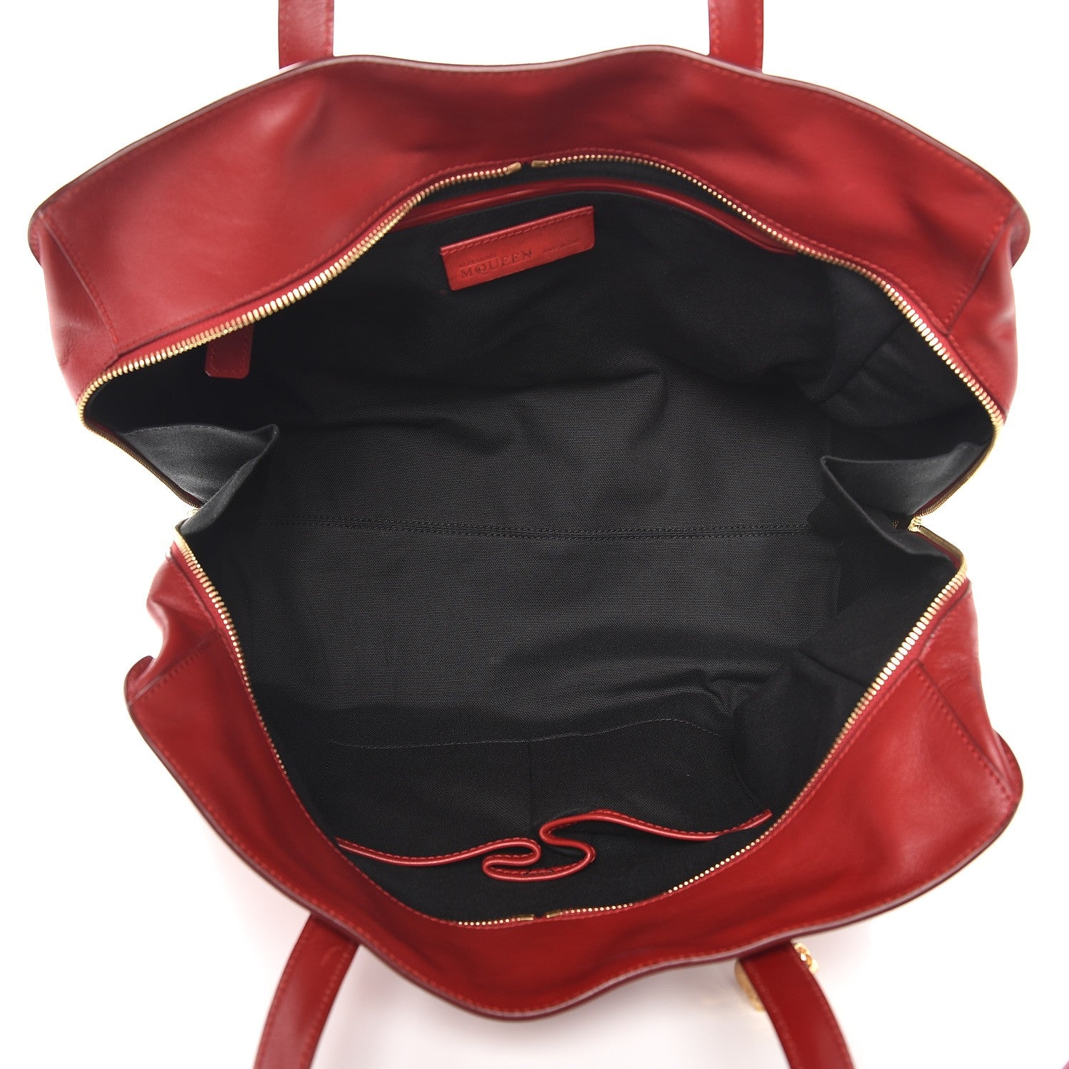 Alexander McQueen Calfskin Large Skull Padlock Zip Around Tote Red 5 of 15