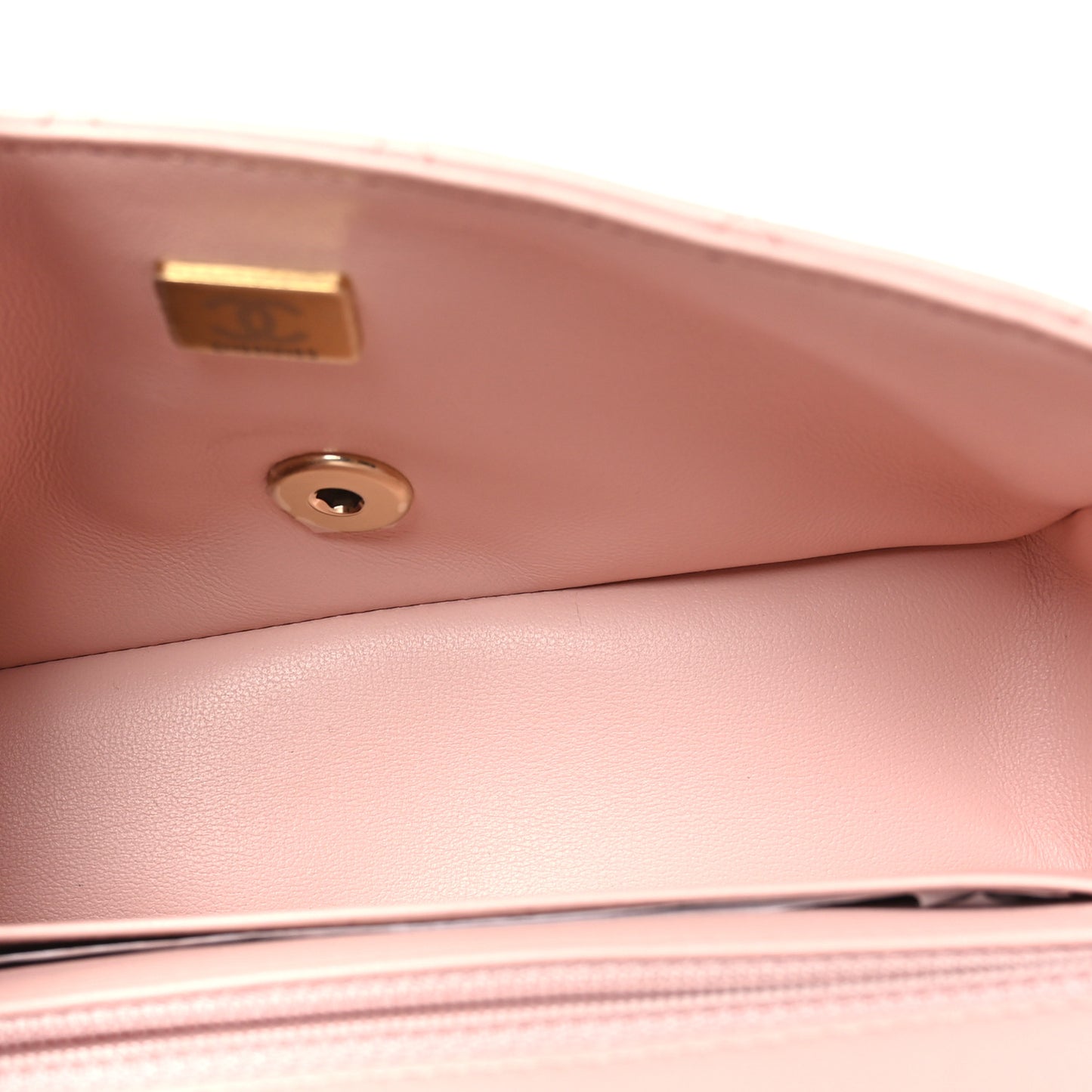 Lambskin Quilted Mini Rectangular Flap Light Pink