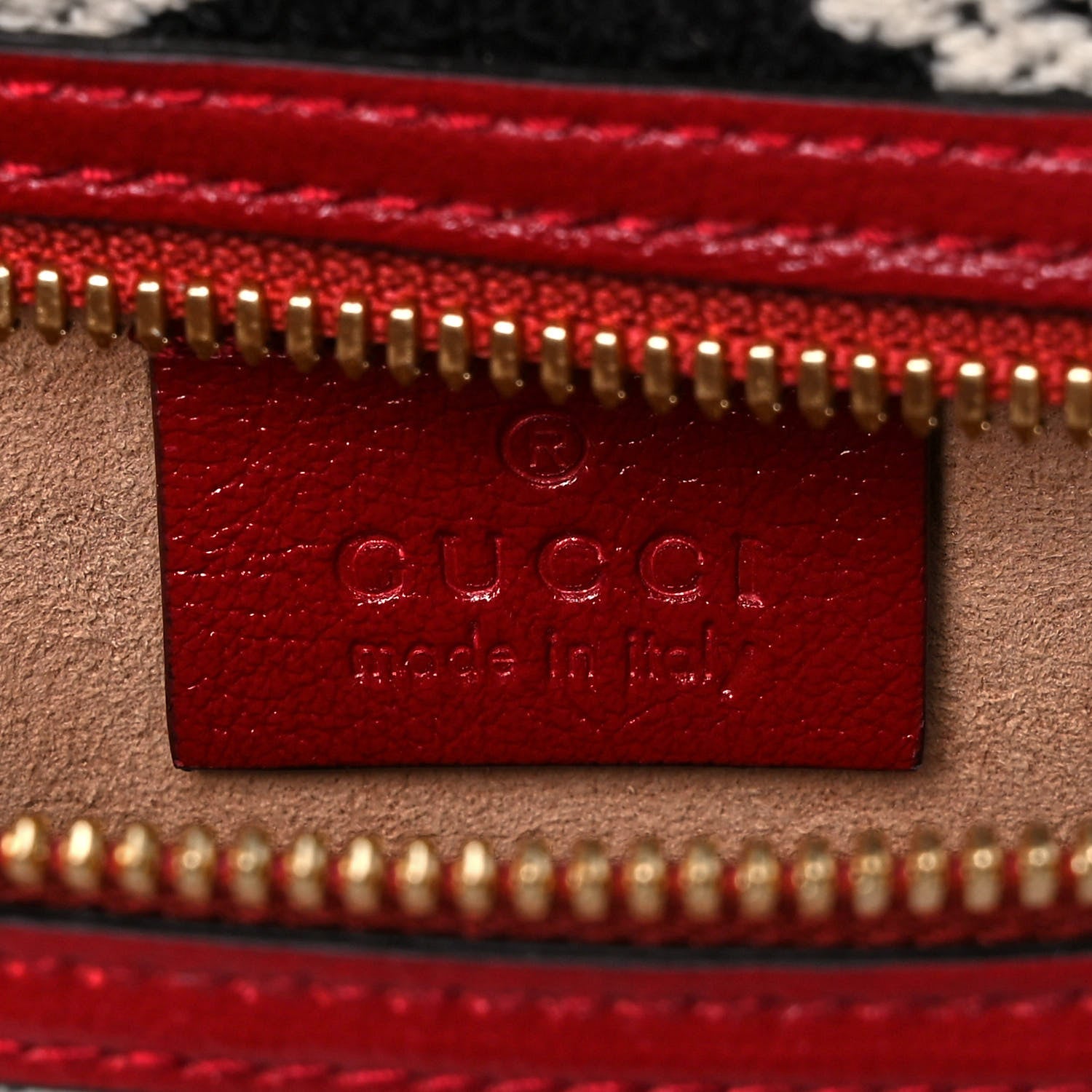 Gucci Tweed GG Monogram Large Rajah Chain Tote Romantic Cherry Black White 9 of 12