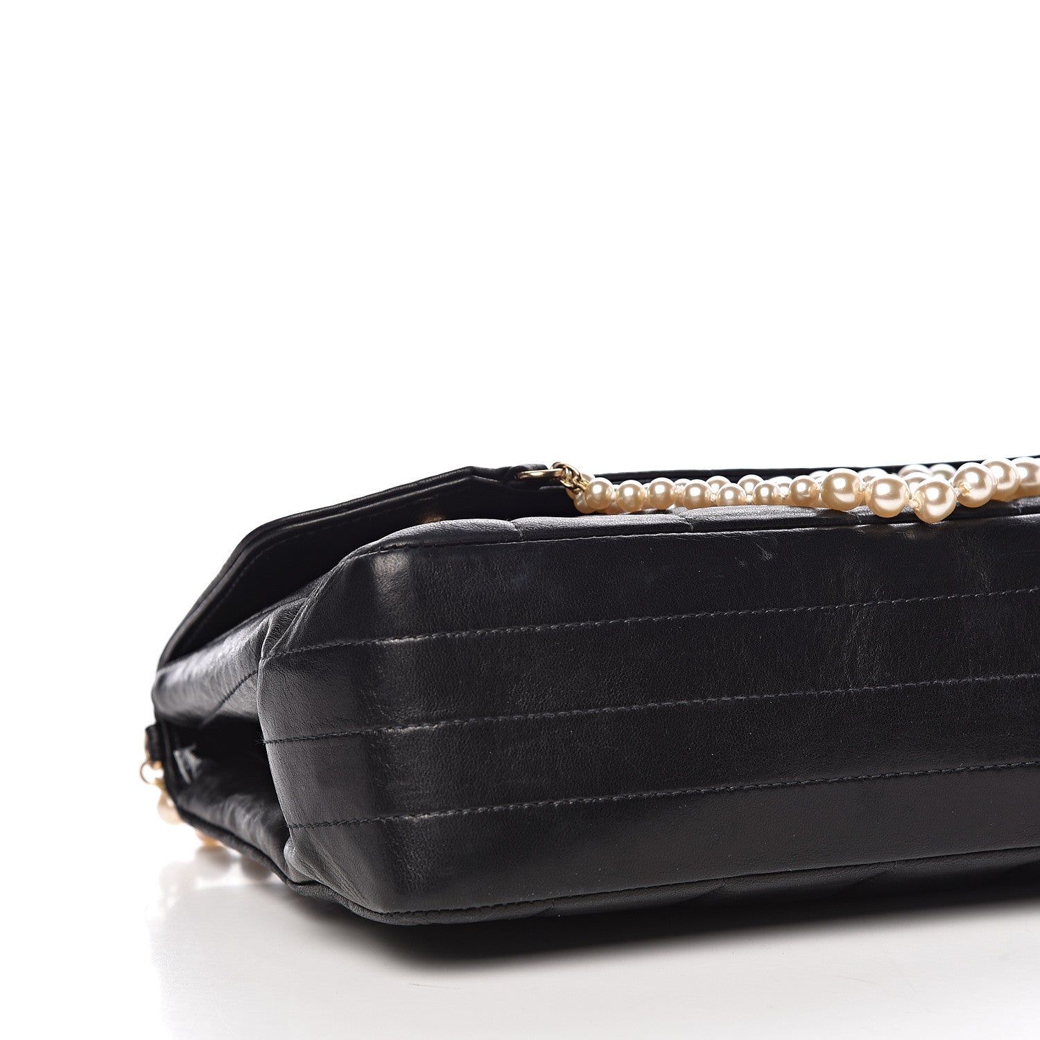 Chanel Lambskin Chocolate Bar Pearl Chain Flap Black 11 of 13