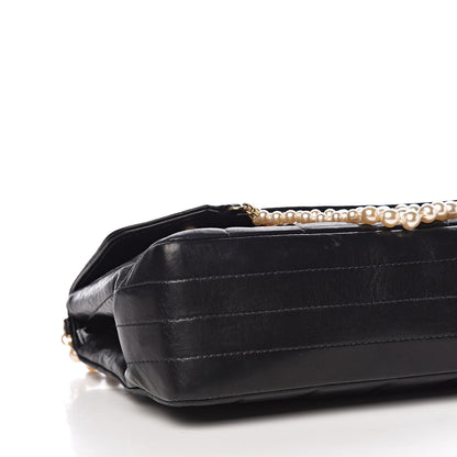 Chanel Lambskin Chocolate Bar Pearl Chain Flap Black 11 of 13