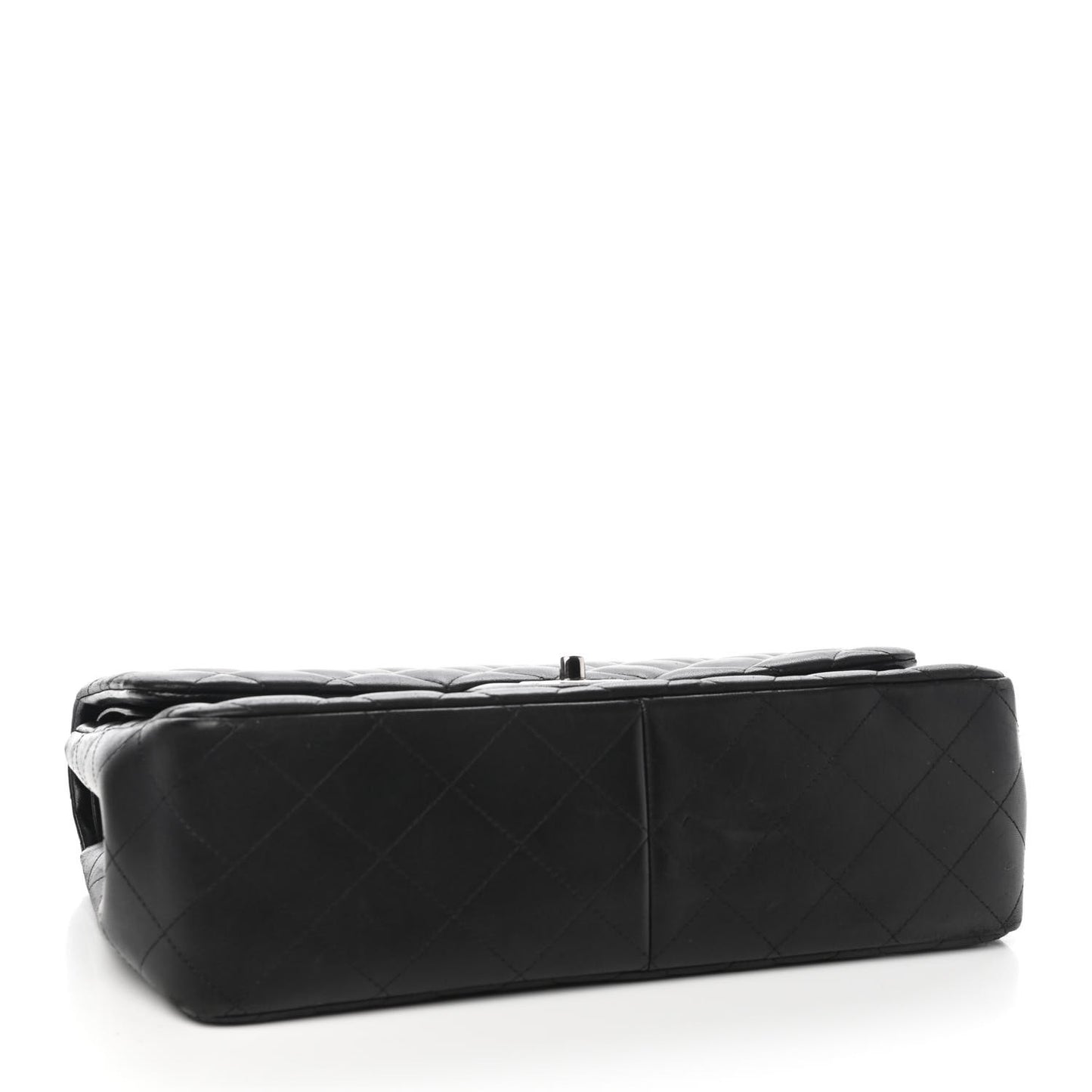 Lambskin Quilted Jumbo Double Flap Black