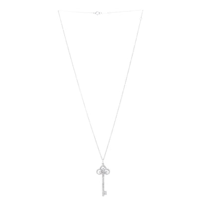 Tiffany Platinum Diamond .41ct Fleur De Lis Key Pendant Necklace 3 of 7
