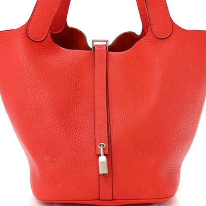 Hermes Taurillon Clemence Picotin Lock 22 MM Rouge Pivoine 8 of 12