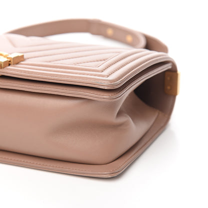 Chanel Lambskin Chevron Quilted Medium Boy Flap Beige 9 of 11
