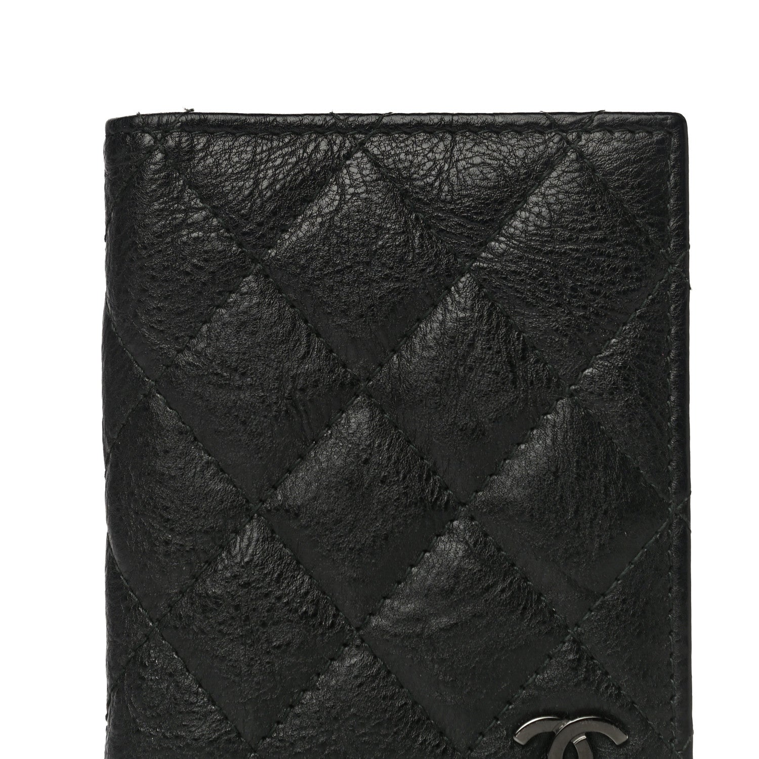 Chanel Crumpled Calfskin Quilted Card Holder Wallet So Black 8 of 13