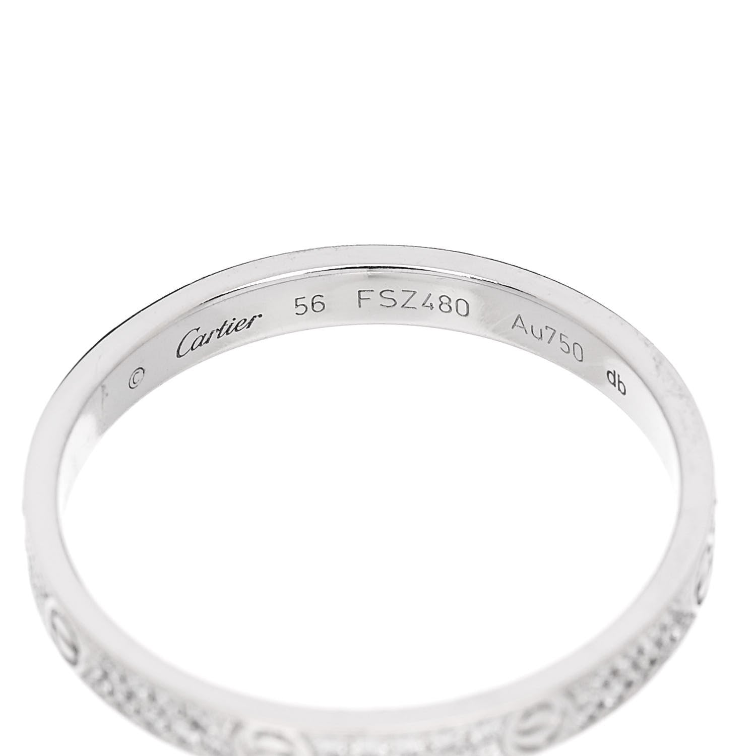Cartier 18K White Gold Diamond 2.6mm LOVE Paved Band Ring 56 7.75 4 of 5