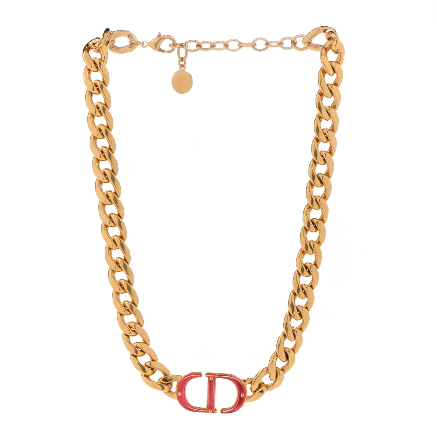 Metal CD Choker Necklace Gold Pink